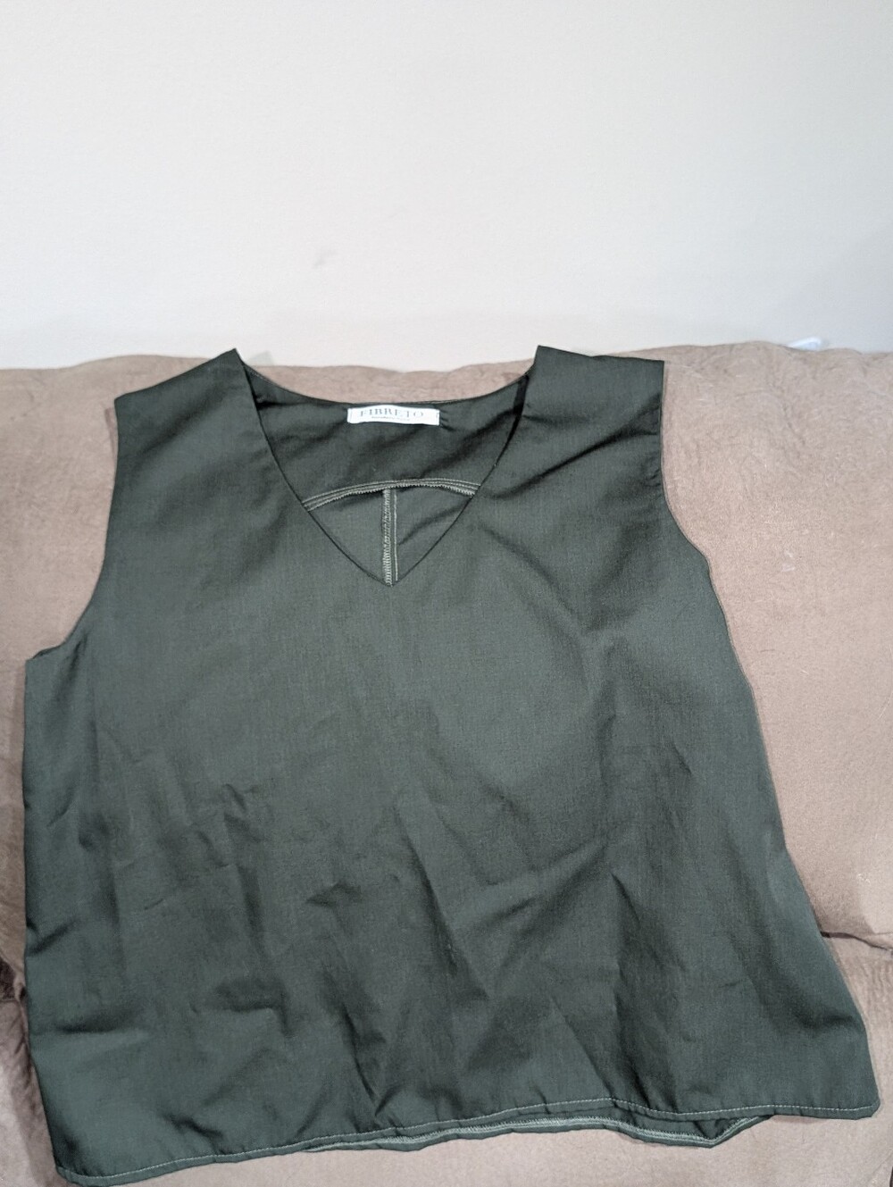 Sleeveless V-Neck Dark Green Women’s Top